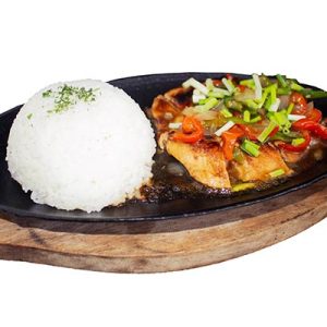 Sizzling grilled chicken with rice